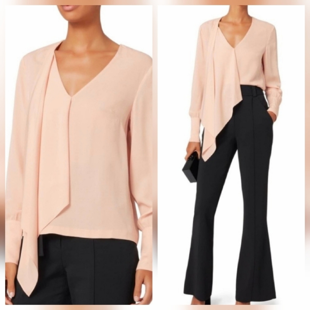 Intermix Sarah Blush Blush - S long button sleeve, ruffle front,